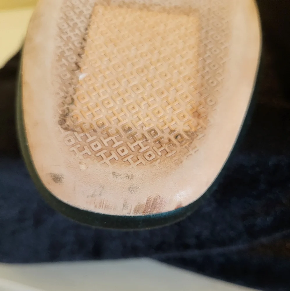 TORY BURCH Embellished Emerald Green Satin Loafers - Picture 5 of 7